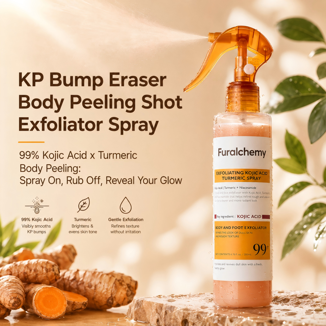 Furalchemy Kojic Acid Turmeric Body Exfoliator Spray